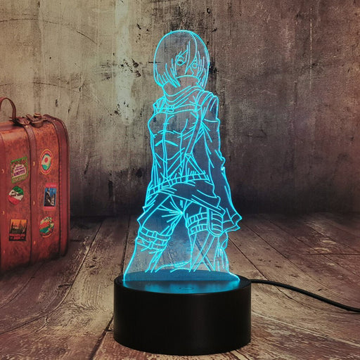 Mikasa Ackerman Attack of Titans - 3D LED Night Light 7 Colours + Remote Control - Kustombox