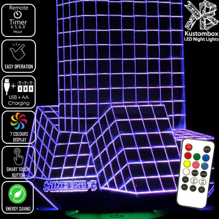 Minecraft Creeper - 3D LED Night Light 7 Colours + Remote Control - Kustombox GAMER