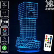 Minecraft Creeper - 3D LED Night Light 7 Colours + Remote Control - Kustombox GAMER