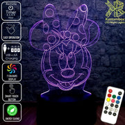 Minnie Mouse Bow Tie Head Disney- 3D LED Night Light 7 Colours + Remote Control - Kustombox