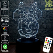 Minnie Mouse Bow Tie Head Disney- 3D LED Night Light 7 Colours + Remote Control - Kustombox