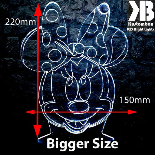 Minnie Mouse Bow Tie Head Disney- 3D LED Night Light 7 Colours + Remote Control - Kustombox