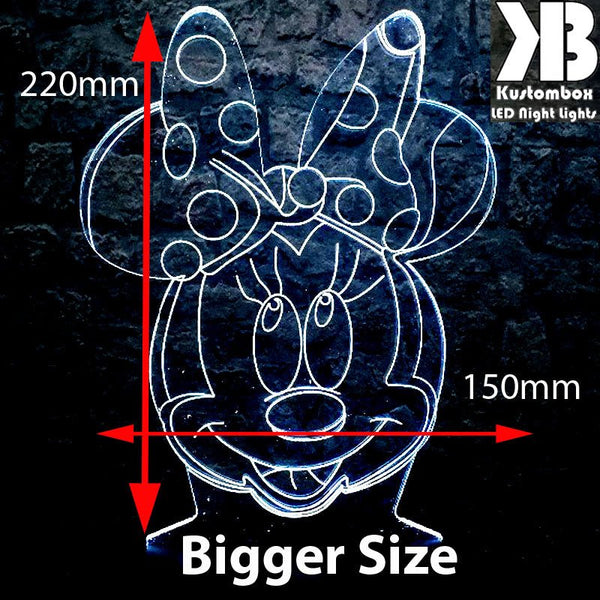 Minnie Mouse Bow Tie Head Disney- 3D LED Night Light 7 Colours + Remote Control - Kustombox