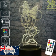 Minnie Mouse Bow Tie Standing Cute 3D - LED Night Light 7 Colours + Remote Control - Kustombox disney