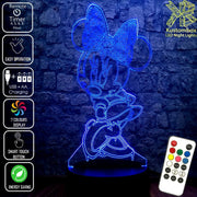 Minnie Mouse Bow Tie Standing Cute 3D - LED Night Light 7 Colours + Remote Control - Kustombox disney