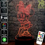 Minnie Mouse Bow Tie Standing Cute 3D - LED Night Light 7 Colours + Remote Control - Kustombox disney