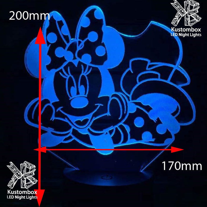 Minnie Mouse Laying Disney- 3D LED Night Light 7 Colours + Remote Control - Kustombox