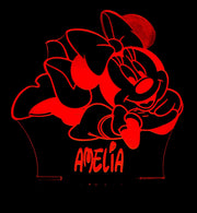 Minnie Mouse Personalised Name - 3D LED Night Light 7 Colours + Remote Control - Kustombox disney