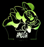 Minnie Mouse Personalised Name - 3D LED Night Light 7 Colours + Remote Control - Kustombox disney