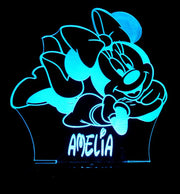 Minnie Mouse Personalised Name - 3D LED Night Light 7 Colours + Remote Control - Kustombox disney