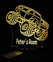 Monster Jam Truck Personalised Name - 3D LED Night Light 7 Colours + Remote Control - Kustombox