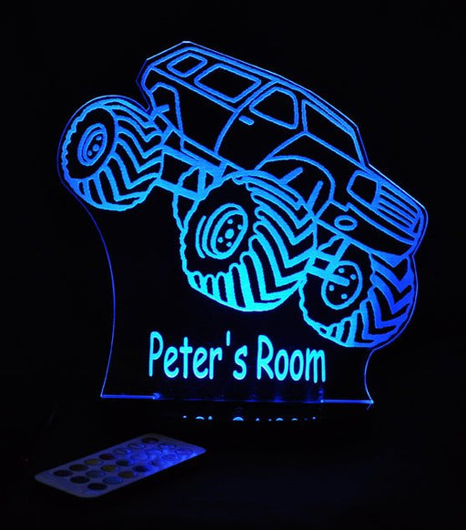 Monster Jam Truck Personalised Name - 3D LED Night Light 7 Colours + Remote Control - Kustombox