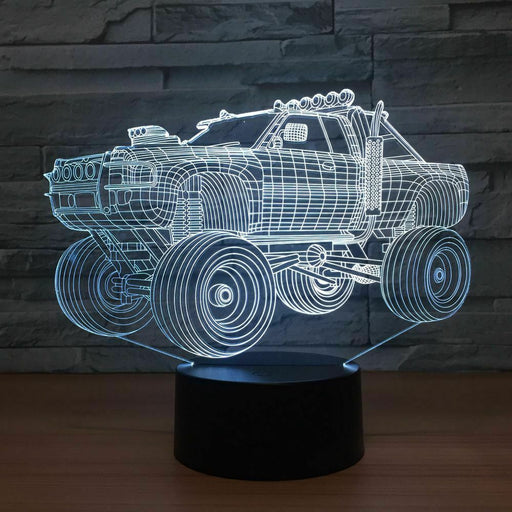 Monster Truck UTE Wire Frame 3D LED Night Light 7 Colours + Remote Control - Kustombox