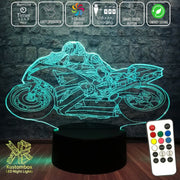 Moto GP Racing Motorbike 3D - LED Night Light 7 Colours + Remote Control - Kustombox