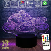 Moto GP Racing Motorbike 3D - LED Night Light 7 Colours + Remote Control - Kustombox