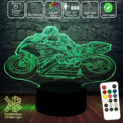 Moto GP Racing Motorbike 3D - LED Night Light 7 Colours + Remote Control - Kustombox