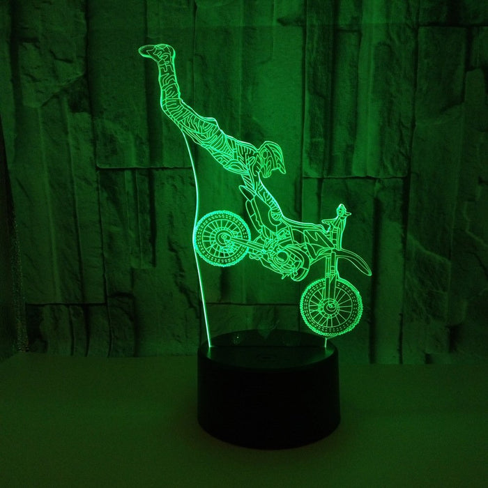 Motocross Dirt Bike Rider 3D - LED Night Light 7 Colours + Remote Control - Kustombox