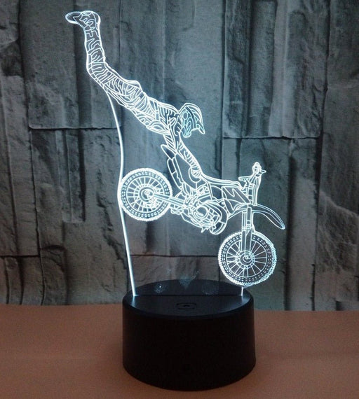 Motocross Dirt Bike Rider 3D - LED Night Light 7 Colours + Remote Control - Kustombox