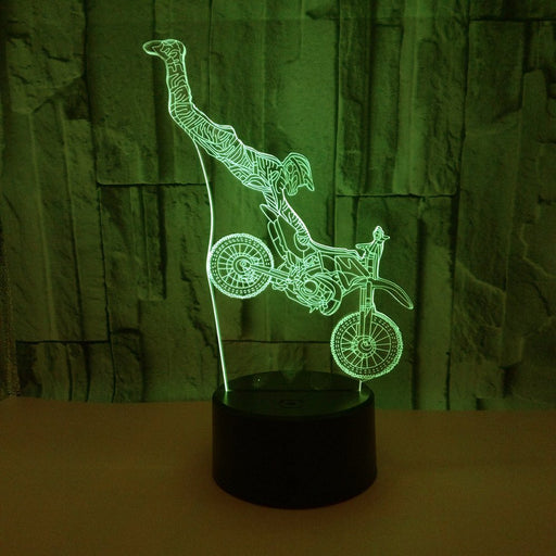 Motocross Dirt Bike Rider 3D - LED Night Light 7 Colours + Remote Control - Kustombox