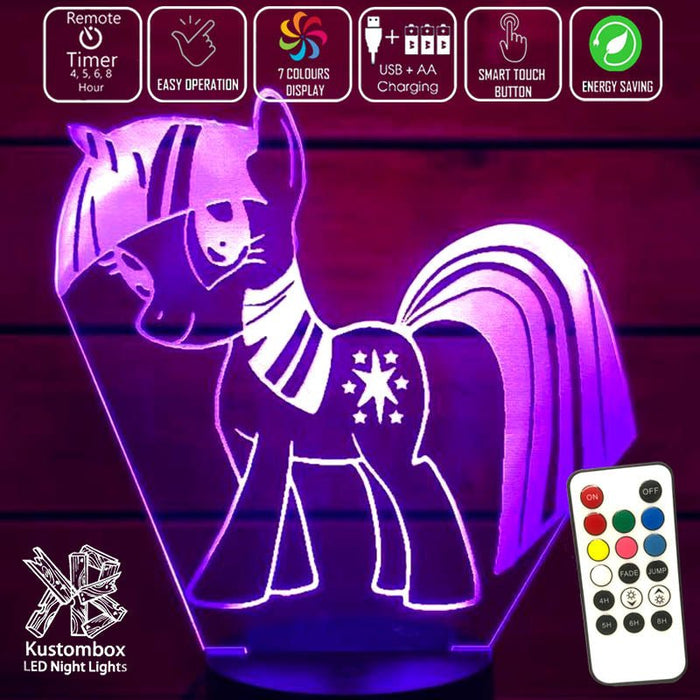 My Little Pony - 3D LED Night Light 7 Colours + Remote Control - Kustombox