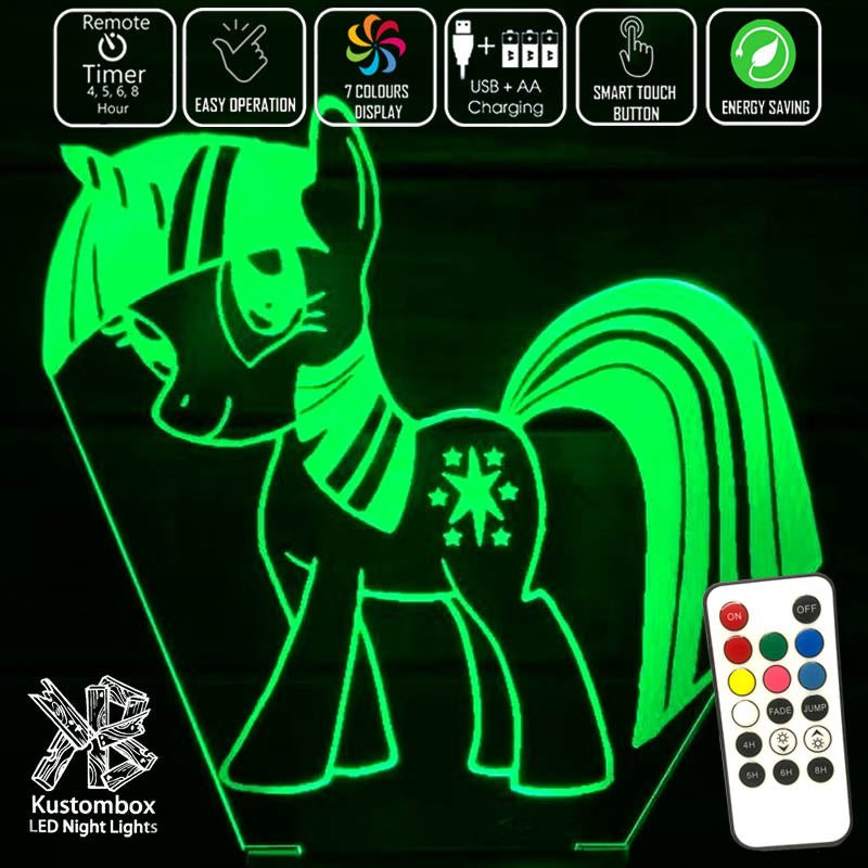 My Little Pony - 3D LED Night Light 7 Colours + Remote Control - Kustombox