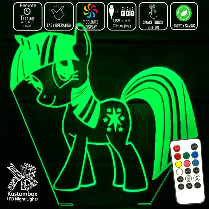 My Little Pony - 3D LED Night Light 7 Colours + Remote Control - Kustombox