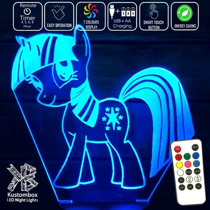 My Little Pony - 3D LED Night Light 7 Colours + Remote Control - Kustombox