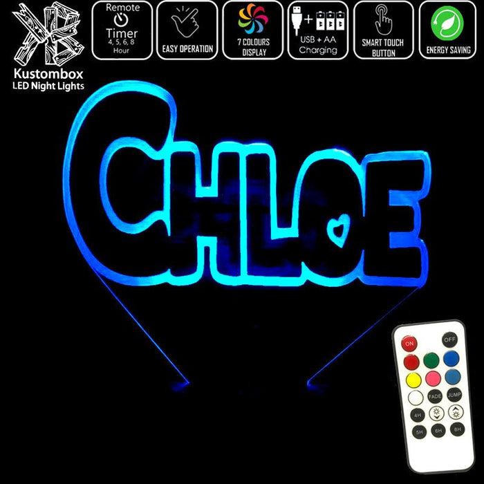 My Little Pony Font Personalised Name 3D LED Night Light 7 Colours + Remote Control - Kustombox