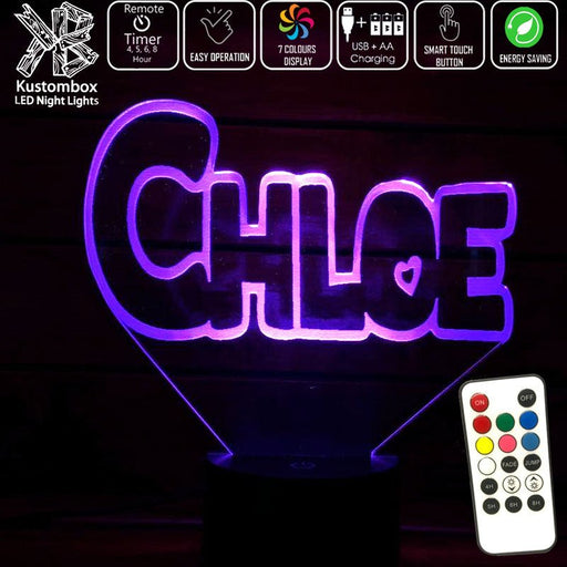 My Little Pony Font Personalised Name 3D LED Night Light 7 Colours + Remote Control - Kustombox