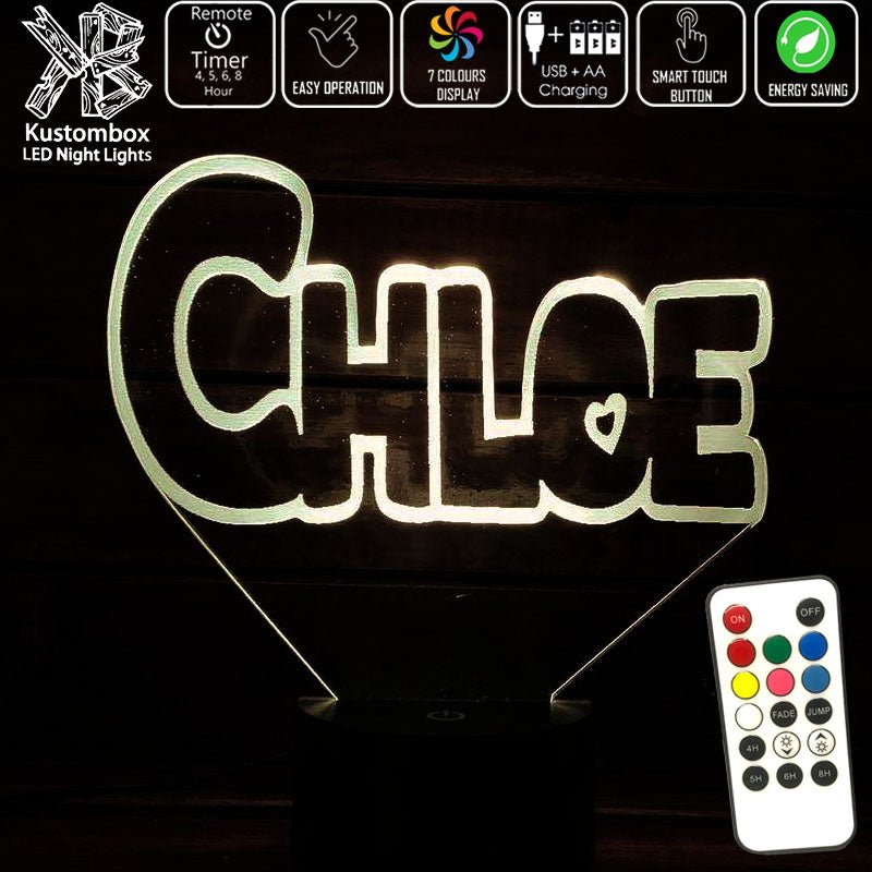 My Little Pony Font Personalised Name 3D LED Night Light 7 Colours + Remote Control - Kustombox