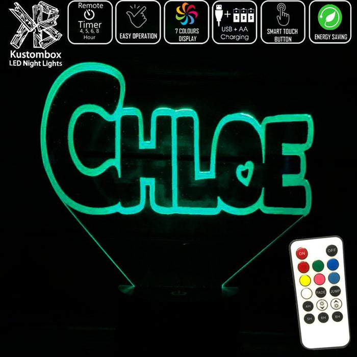 My Little Pony Font Personalised Name 3D LED Night Light 7 Colours + Remote Control - Kustombox