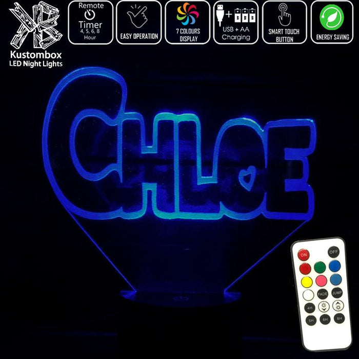 My Little Pony Font Personalised Name 3D LED Night Light 7 Colours + Remote Control - Kustombox