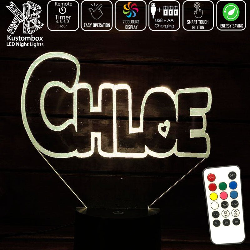 My Little Pony Font Personalised Name 3D LED Night Light 7 Colours + Remote Control - Kustombox