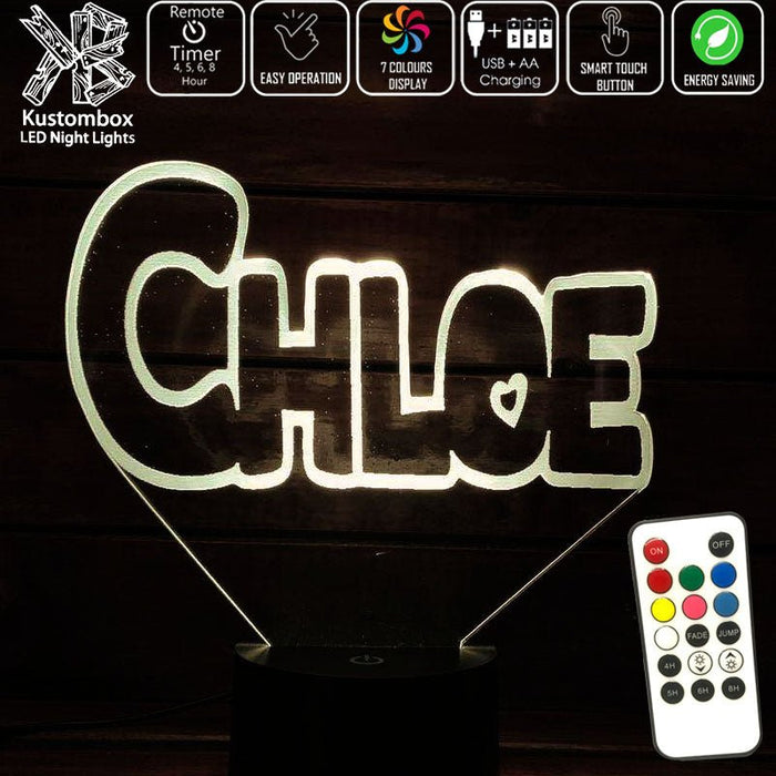 My Little Pony Font Personalised Name 3D LED Night Light 7 Colours + Remote Control - Kustombox