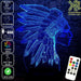 Native American Indian Cheif- 3D LED Night Light 7 Colours + Remote Control - Kustombox