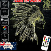 Native American Indian Cheif- 3D LED Night Light 7 Colours + Remote Control - Kustombox
