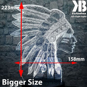 Native American Indian Cheif- 3D LED Night Light 7 Colours + Remote Control - Kustombox
