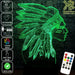 Native American Indian Cheif- 3D LED Night Light 7 Colours + Remote Control - Kustombox