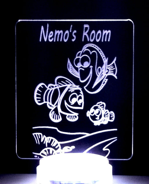 Nemo & Dory Personalised Name 3D LED Night Light 7 Colours + Remote Control - Kustombox disney