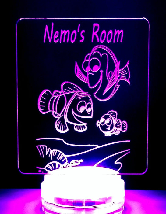 Nemo & Dory Personalised Name 3D LED Night Light 7 Colours + Remote Control - Kustombox disney