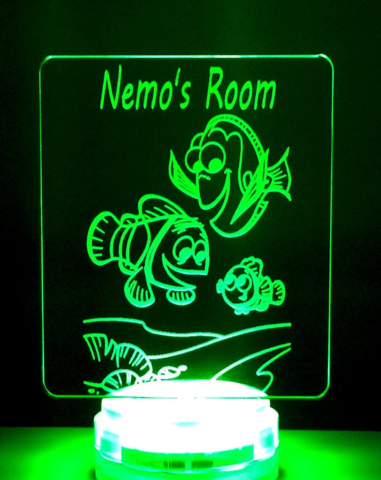 Nemo & Dory Personalised Name 3D LED Night Light 7 Colours + Remote Control - Kustombox disney