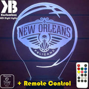 NEW ORLEANS PELICANS NBA BASKETBALL LED Night Light 7 Colours + Remote Control - Kustombox