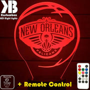 NEW ORLEANS PELICANS NBA BASKETBALL LED Night Light 7 Colours + Remote Control - Kustombox