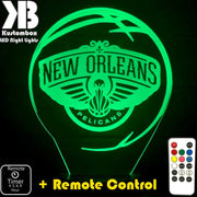 NEW ORLEANS PELICANS NBA BASKETBALL LED Night Light 7 Colours + Remote Control - Kustombox