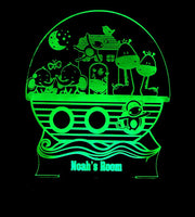 Noahs Ark Animals Personalised Name - 3D LED Night Light 7 Colours + Remote Control - Kustombox