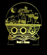 Noahs Ark Animals Personalised Name - 3D LED Night Light 7 Colours + Remote Control - Kustombox