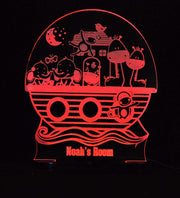 Noahs Ark Animals Personalised Name - 3D LED Night Light 7 Colours + Remote Control - Kustombox