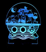 Noahs Ark Animals Personalised Name - 3D LED Night Light 7 Colours + Remote Control - Kustombox