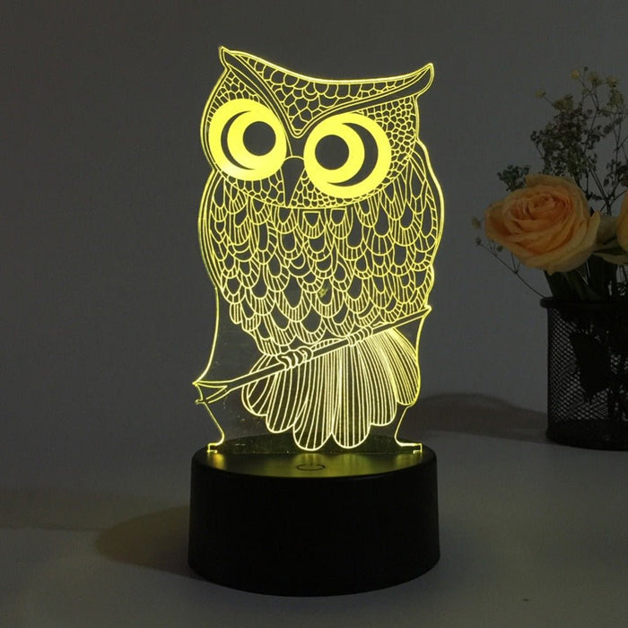 OWL - LED Night Light 7 Colours + Remote Control - Kustombox
