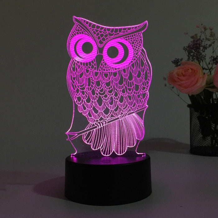 OWL - LED Night Light 7 Colours + Remote Control - Kustombox